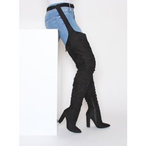 thigh high boots with belt strap